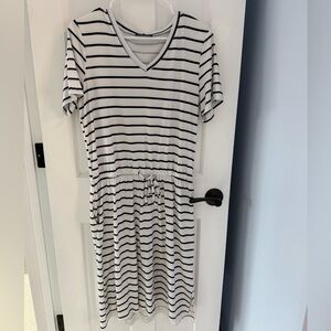 Striped V-Neck T-Shirt Dress